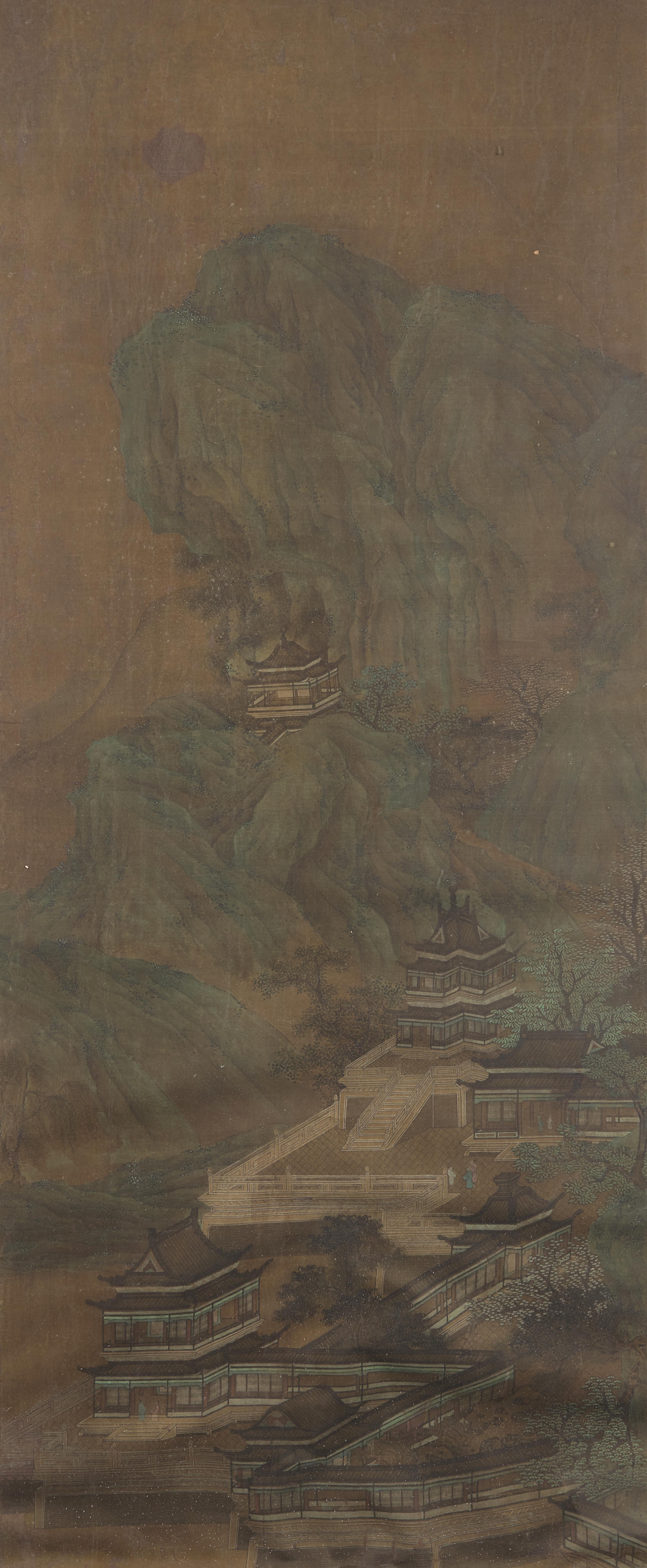 Anonymous (Chinese, 19th Century) 佚名（清晚期）絹本山水圖