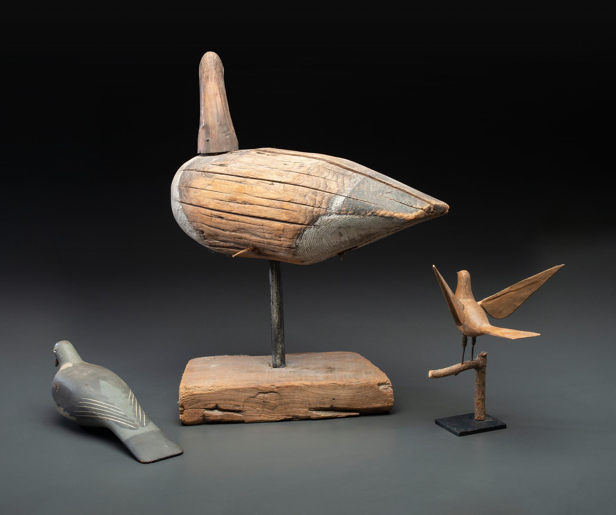 Three Folk Art Bird Carvings or Decoys