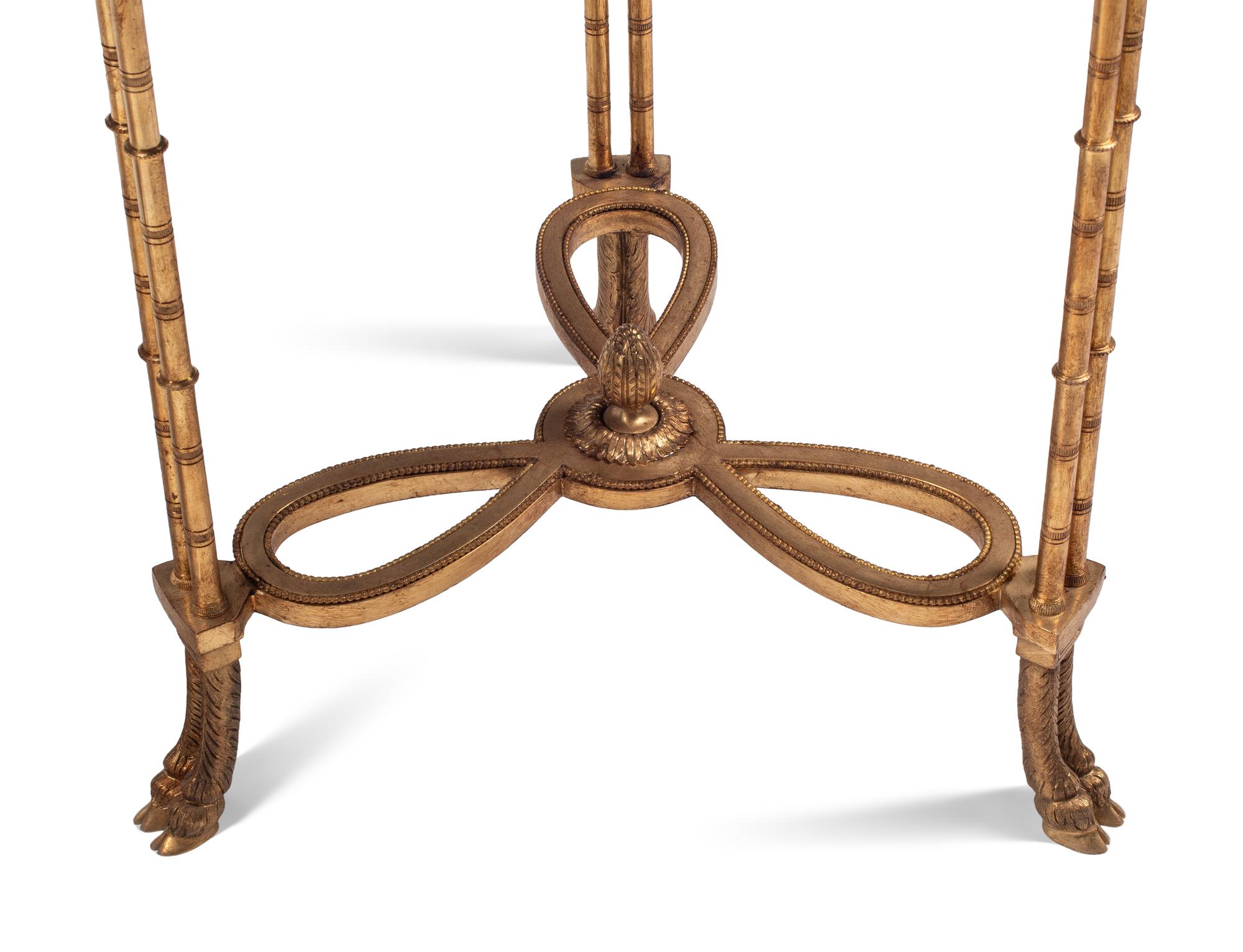 A Pair of Gilt Bronze and Specimen Marble Side Tables