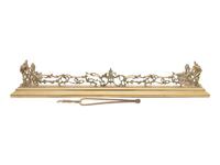 A Pair Continental Brass Andirons and a Fire Fender — LATE 19TH CENTURY