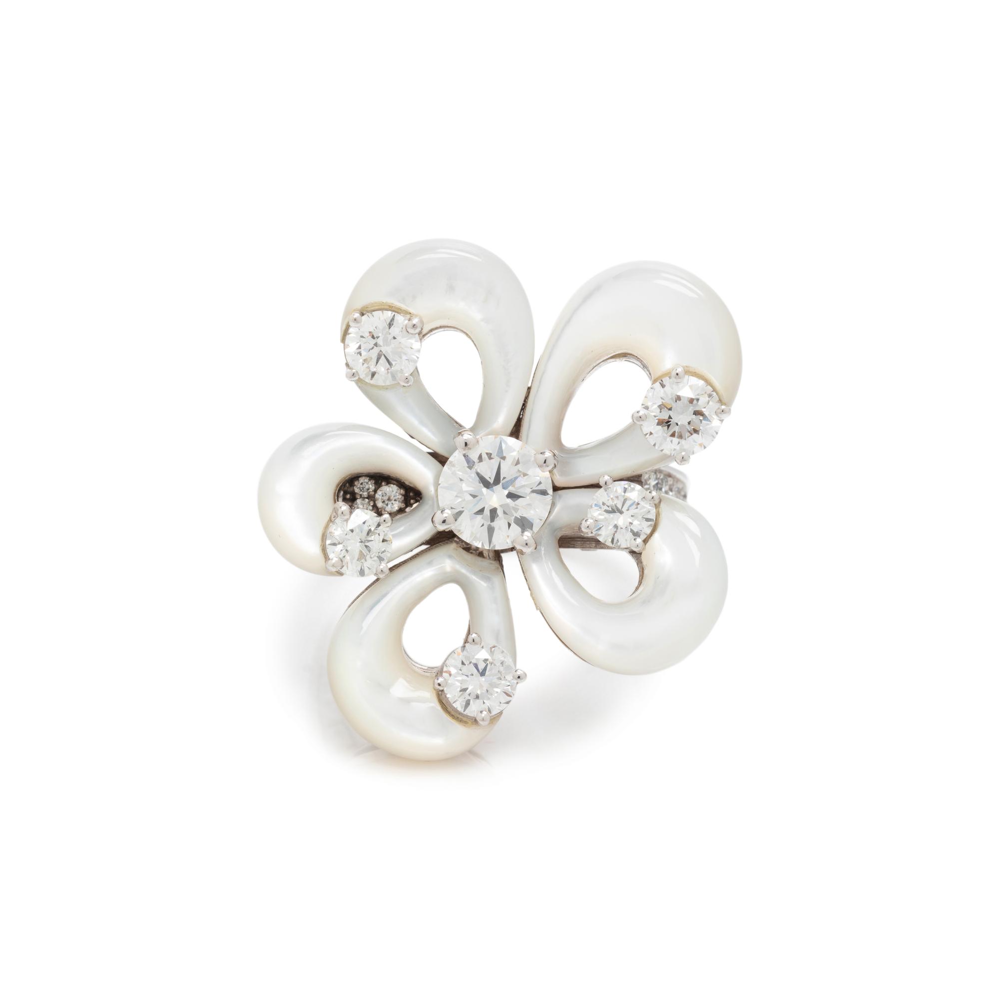 BULGARI, MOTHER-OF-PEARL AND DIAMOND FLOWER RING