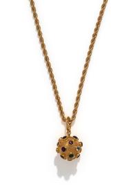 YELLOW GOLD AND GEMSTONE SPUTNIK PENDANT/NECKLACE