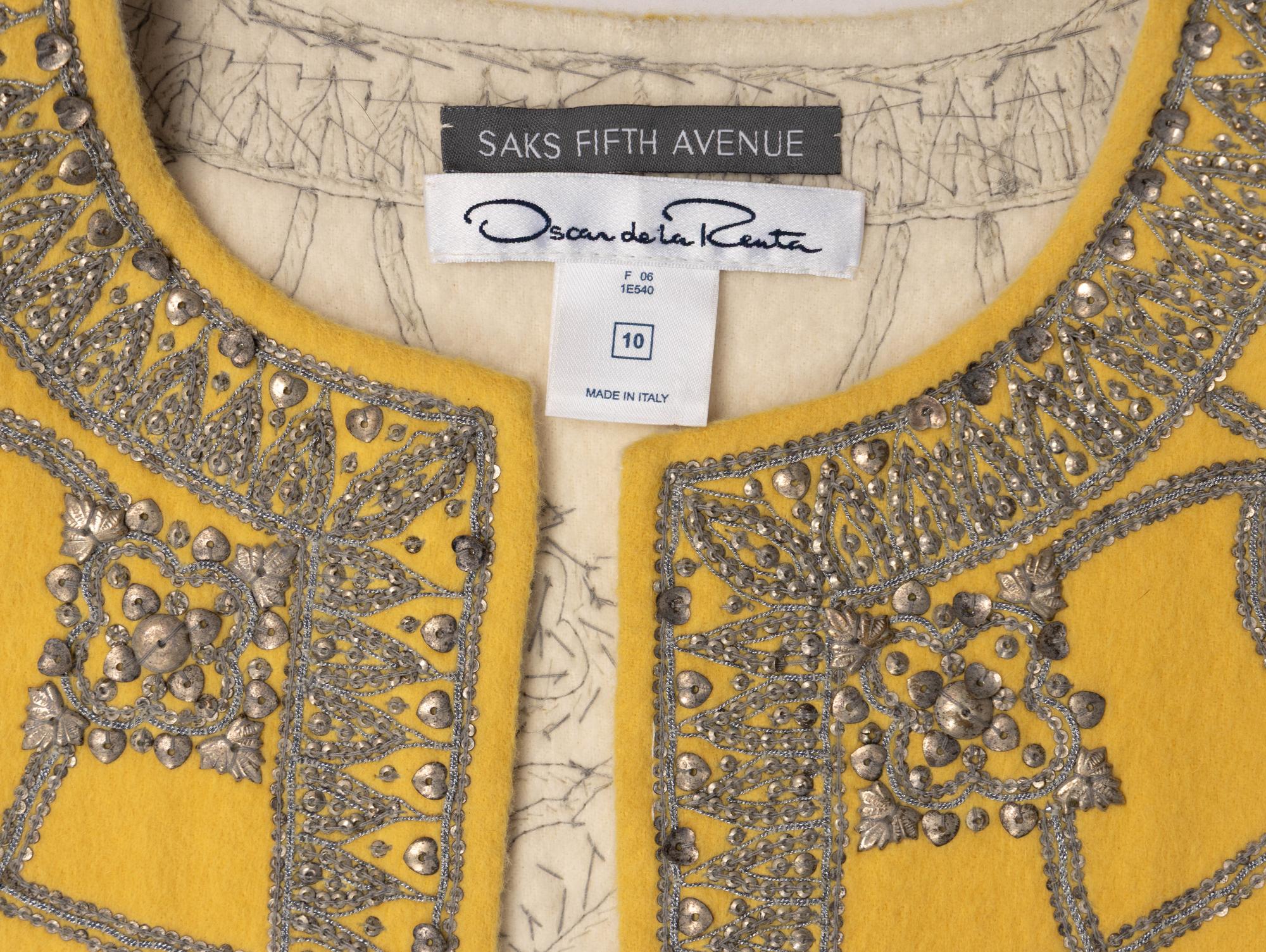 Oscar de la Renta, Embellished Yellow Cardigan Jacket