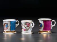 Three Veteran's Porcelain Shaving Mugs