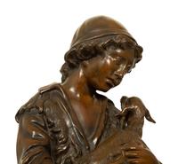 A Bronze Sculpture of Shepherd Boy with Two Goats — 19TH/20TH CENTURY
