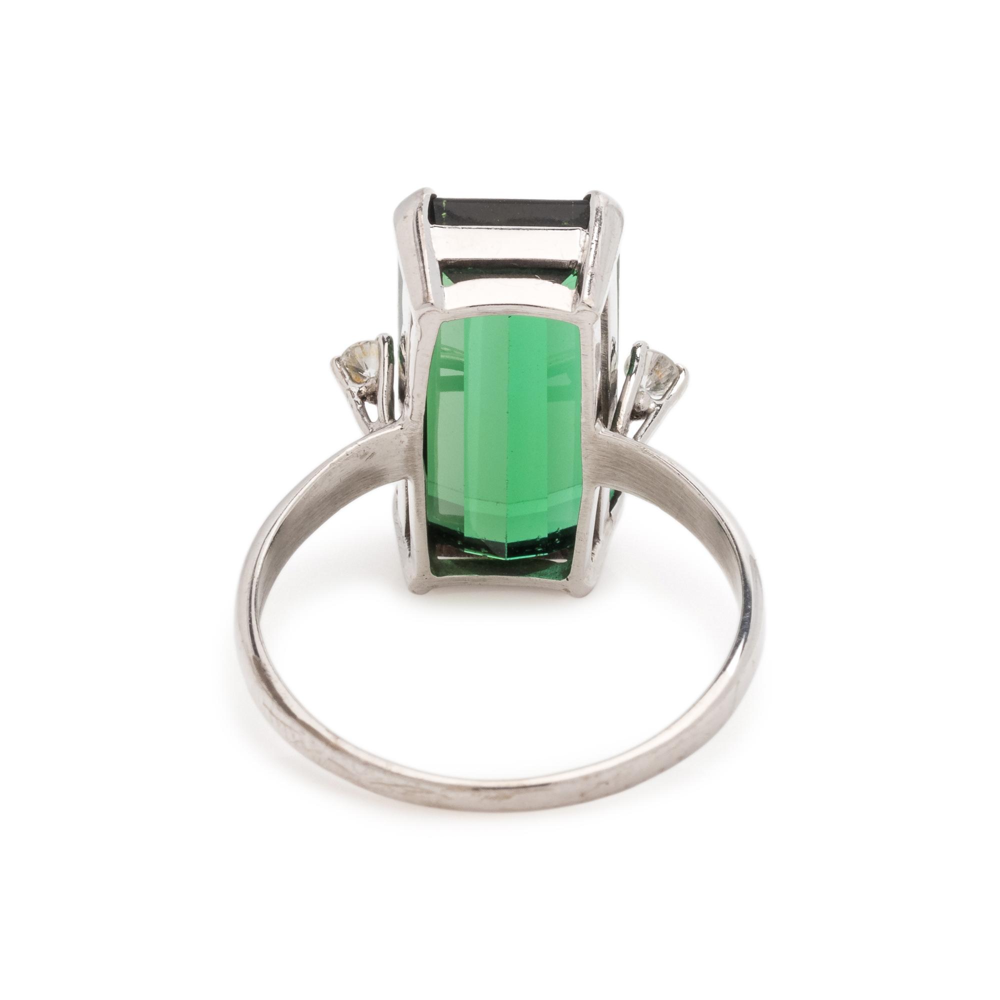 GREEN TOURMALINE AND DIAMOND RING