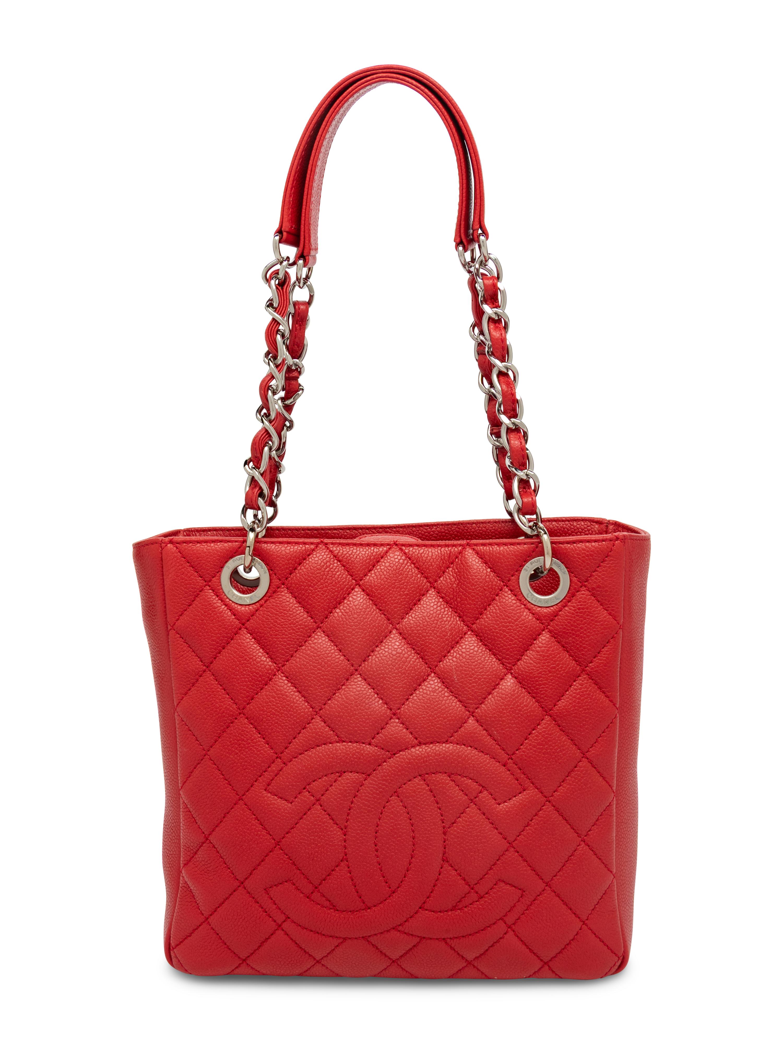 Chanel, Red Caviar Leather Petit Shopping Tote