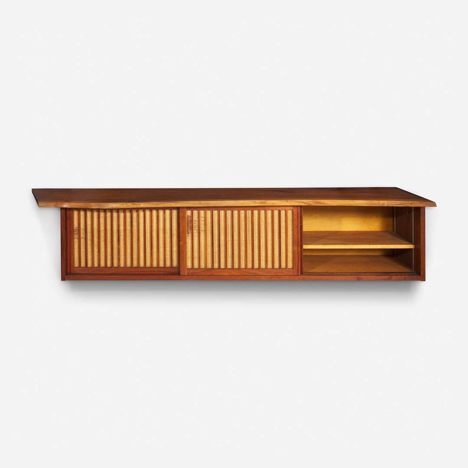 George Nakashima (American, 1905-1990) Triple Sliding-Door Hanging Wall Cabinet, New Hope, Pennsylvania, 1966