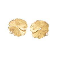 YELLOW GOLD AND MOONSTONE LILY PAD EARCLIPS