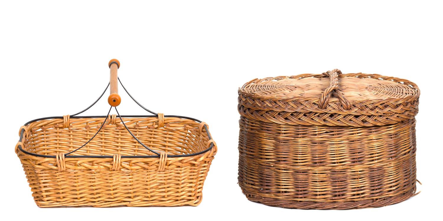 Two Large Wicker Baskets Larger, Height 21 x length 32 inches. — 20TH CENTURY