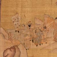A Large Chinese Kesi 'Three Kingdom ' Silk Panel and Two Small Fragments, Late 19th Century 清晚期 金地緙絲三國故事圖挂賬及人物故事圖兩幅