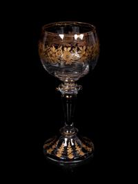 A Group of Gilt Decorated and Etched Glass Table Articles