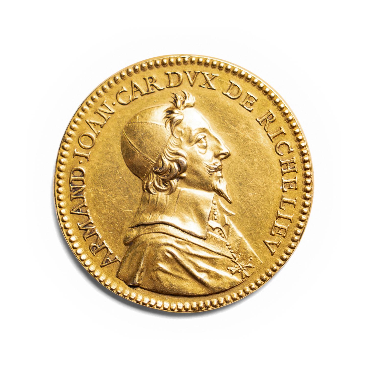 [EXONUMIA] A Gold 1634-Dated Commemorative Restrike Medallion Relating to Cardinal Richelieu