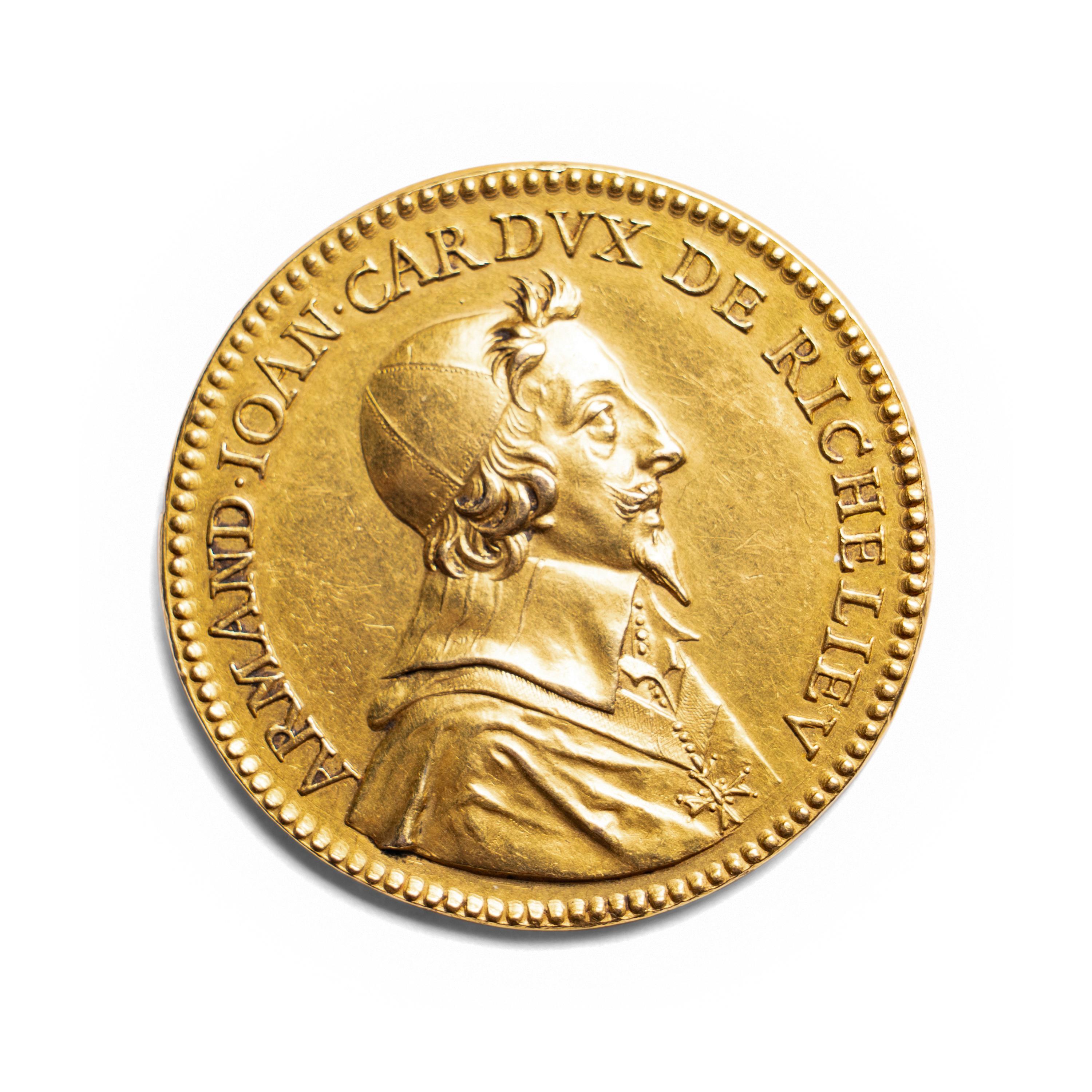 [EXONUMIA] A Gold 1634-Dated Commemorative Restrike Medallion Relating to Cardinal Richelieu