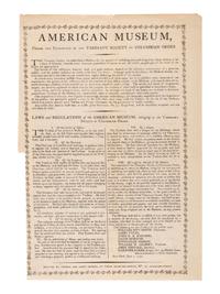 [MUSEUMS]. American Museum, Under the Patronage of the Tammany Society or Columban Order. [Process facsimile broadside, ca 1860, after New York: Thomas and James Swords, June 1791].