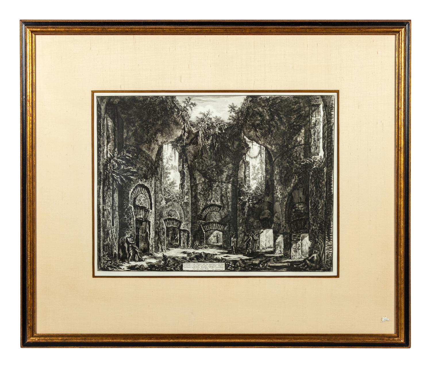 Two Plates from Le Vedute di Roma ( Spaccato interno della Basilica di S. Paolo fuori delle Mura and Dieta...Villa Adriana )