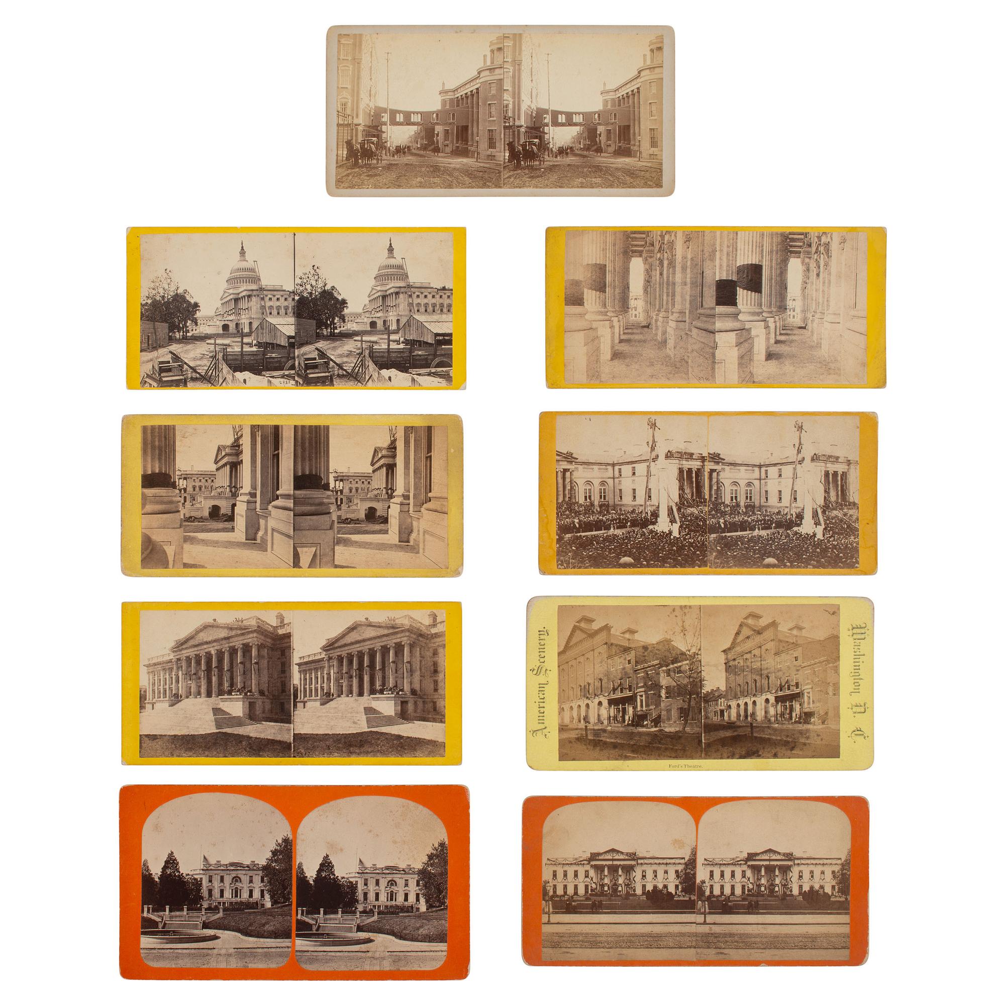 [Lincoln, Abraham] Group of Nine Stereoviews of Lincoln's Funeral in Washington and Richmond