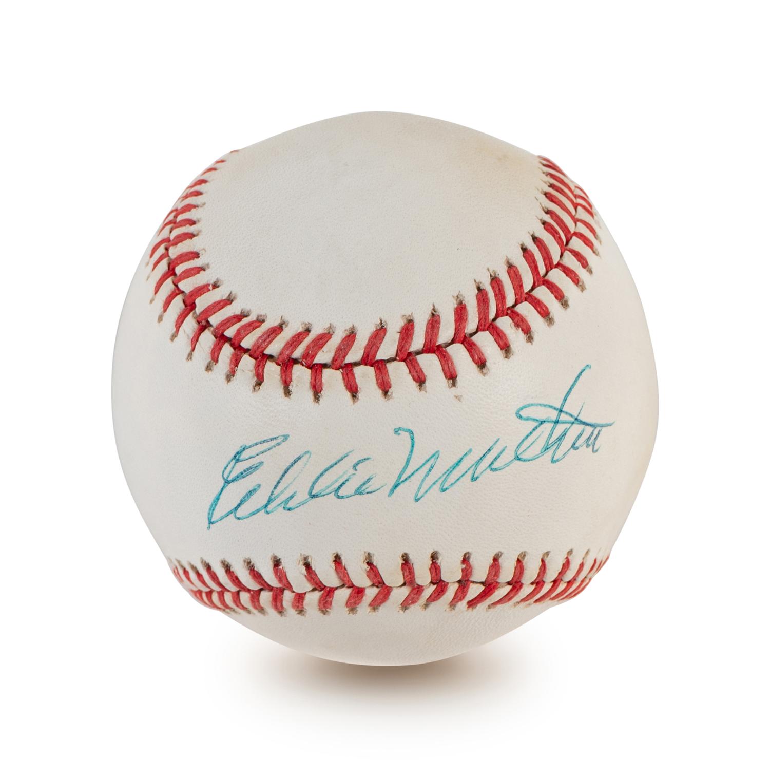 A Group of Four Milwaukee Braves Hall of Fame Signed Autograph Items Including Eddie Mathews and Warren Spahn (BAS Beckett Authentication Services Certified),