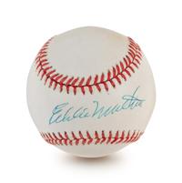 A Group of Four Milwaukee Braves Hall of Fame Signed Autograph Items Including Eddie Mathews and Warren Spahn (BAS Beckett Authentication Services Certified),