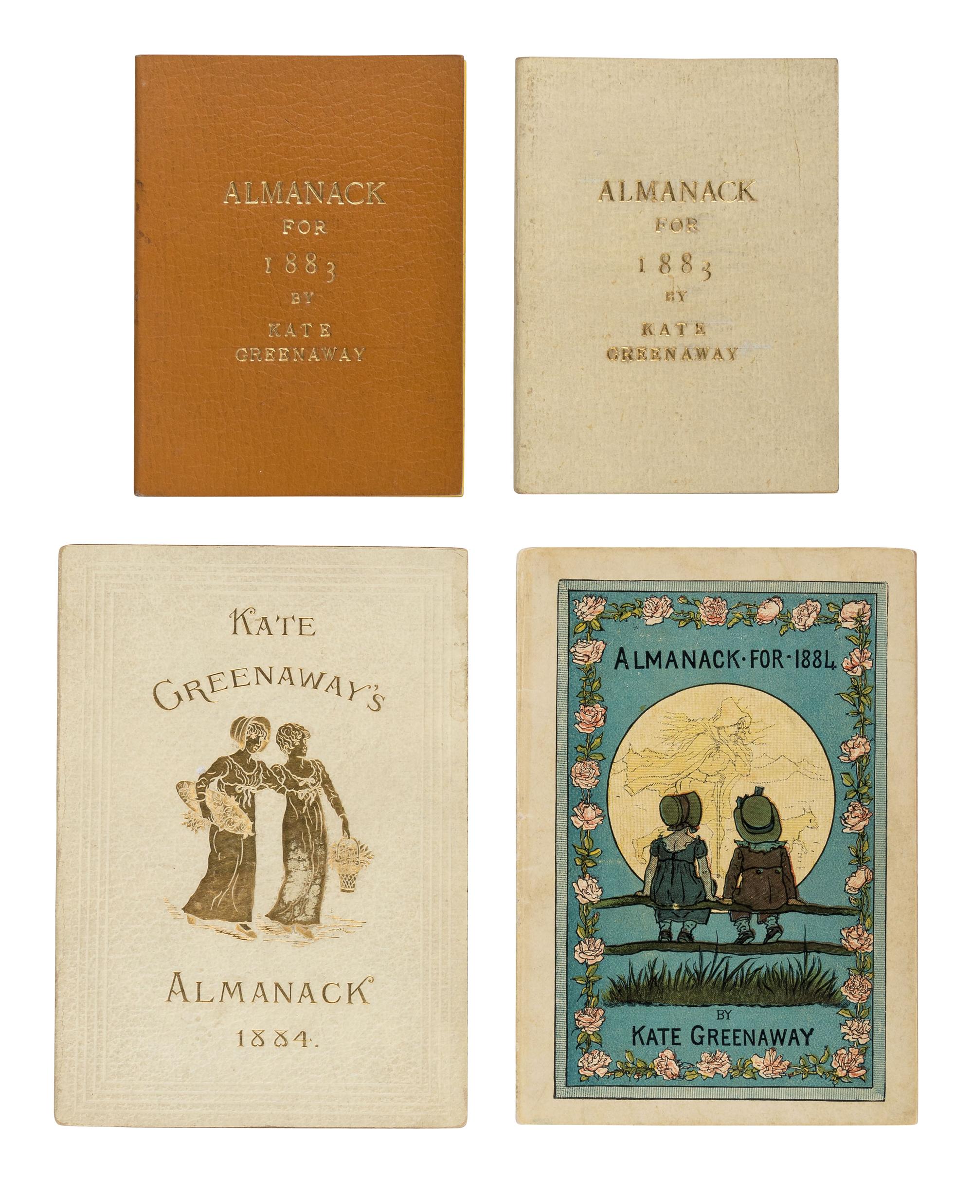 [CHILDREN'S BOOKS]. GREENAWAY, Kate (1846-1901). Almanack for 1883 [ -1895 ]. London: George Routledge & Sons, 1883[-1895]. -- Almanack & Diary for 1897 . London: J.M. Dent & Co., [1896].