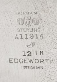 An American Silver Presentation Plate, Gorham Mfg. Co., Providence, RI, 1925, Edgeworth, the plate centered with an engraved inscriptio