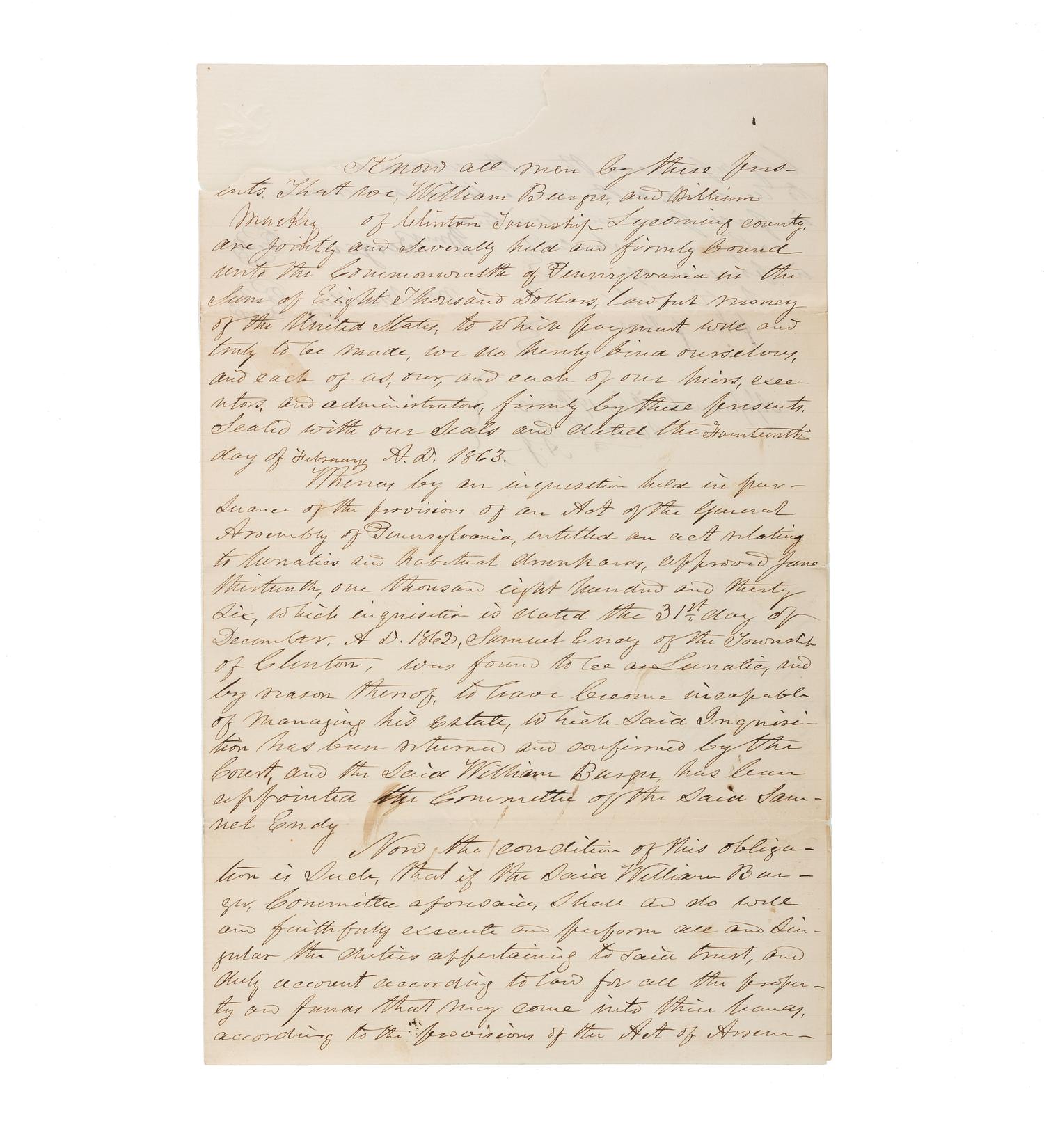 [CIVIL WAR]. A group of 11 Civil War documents from Maine, Pennsylvania, and Ohio.