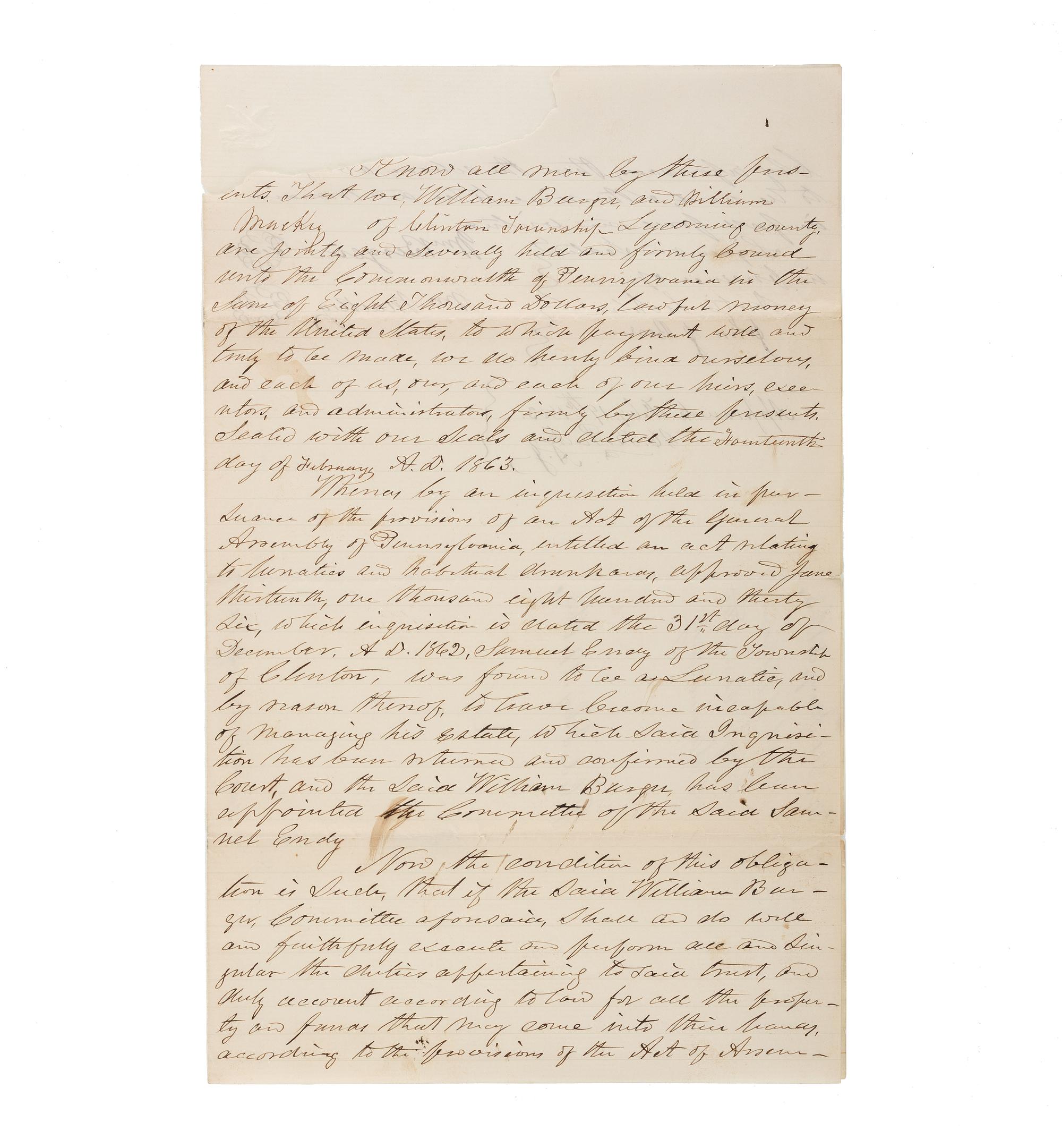 [CIVIL WAR]. A group of 11 Civil War documents from Maine, Pennsylvania, and Ohio.