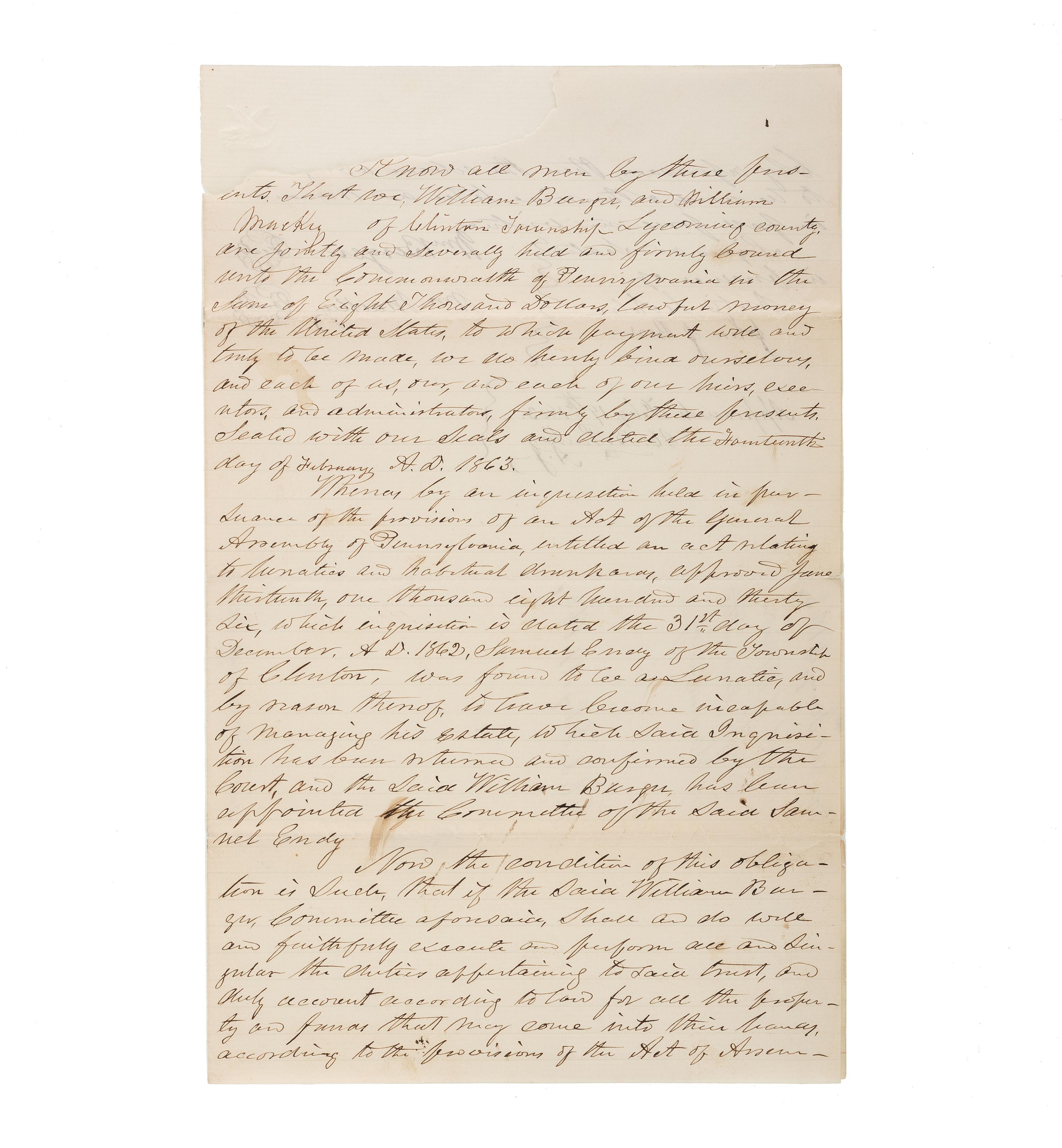 [CIVIL WAR]. A group of 11 Civil War documents from Maine, Pennsylvania, and Ohio.