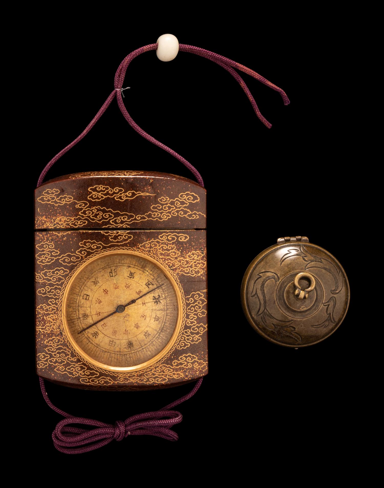 A Japanese Single- Case Compass Inro and A Brass Compass