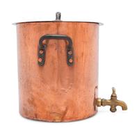 An American Copper Stock Pot with Cover and Faucet