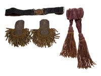 [MILITIA]. A group of pre-Civil War items, including ca 1850s militia belt and belt plate, officer's sash, and epaulettes.