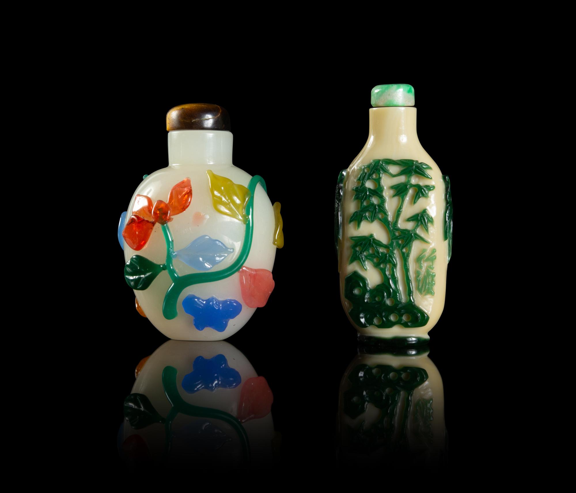 Two Chinese Peking Glass Snuff Bottles