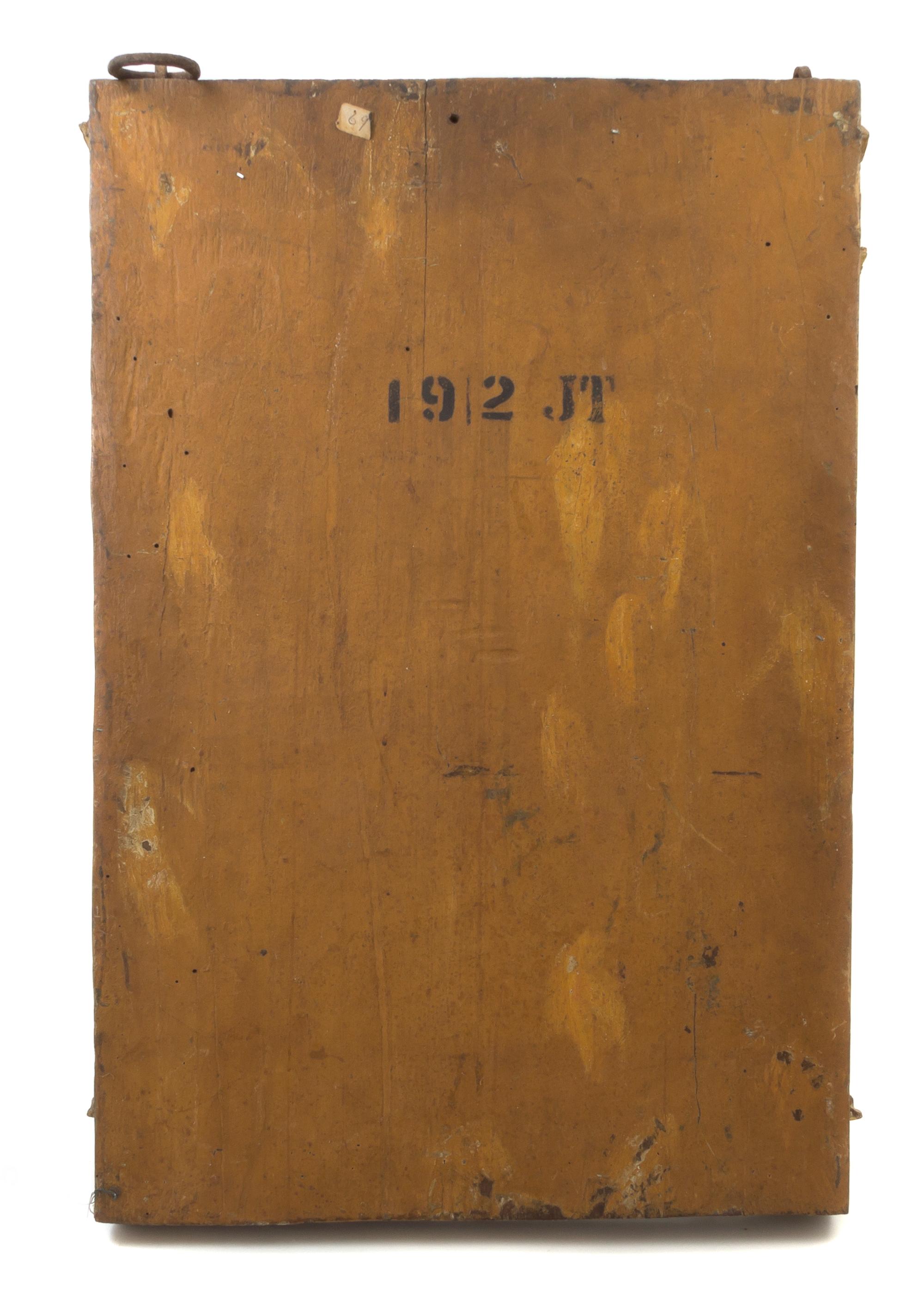 A Greek Painted and Parcel Gilt Icon, Height 26 x width 18 1/4 inches.