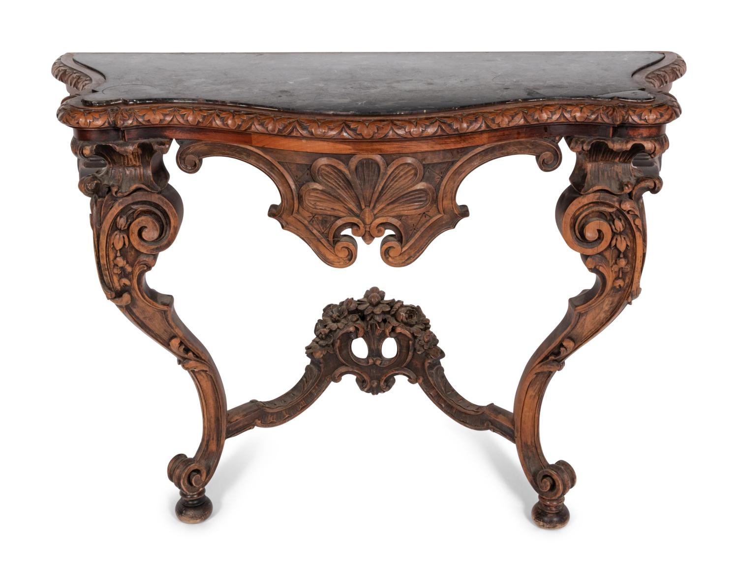 An Italian Baroque Style Console Table and Mirror