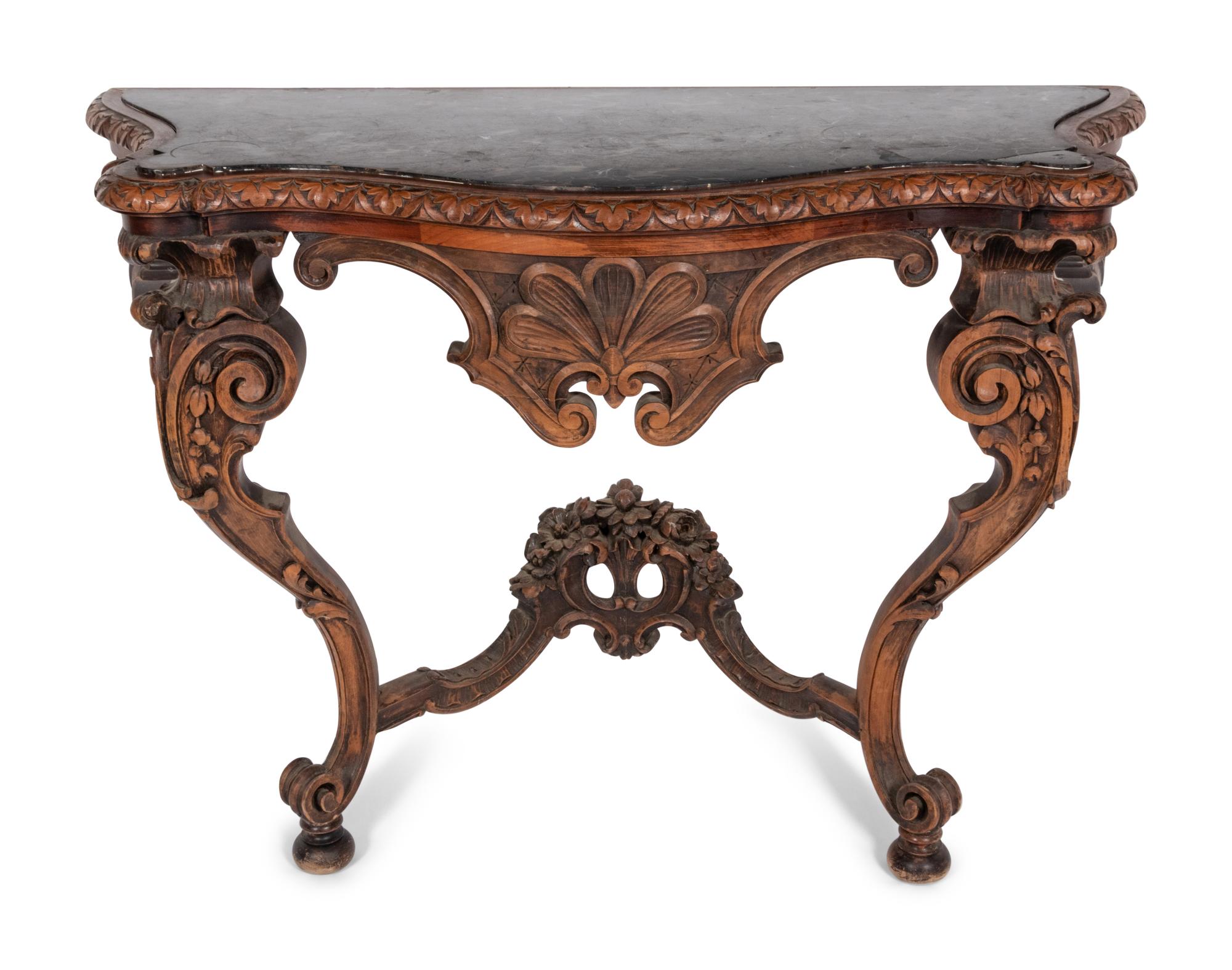 An Italian Baroque Style Console Table and Mirror
