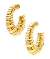 A Pair of 18 Karat Yellow Gold Hoop Ear Clips, 23.40 dwts.
