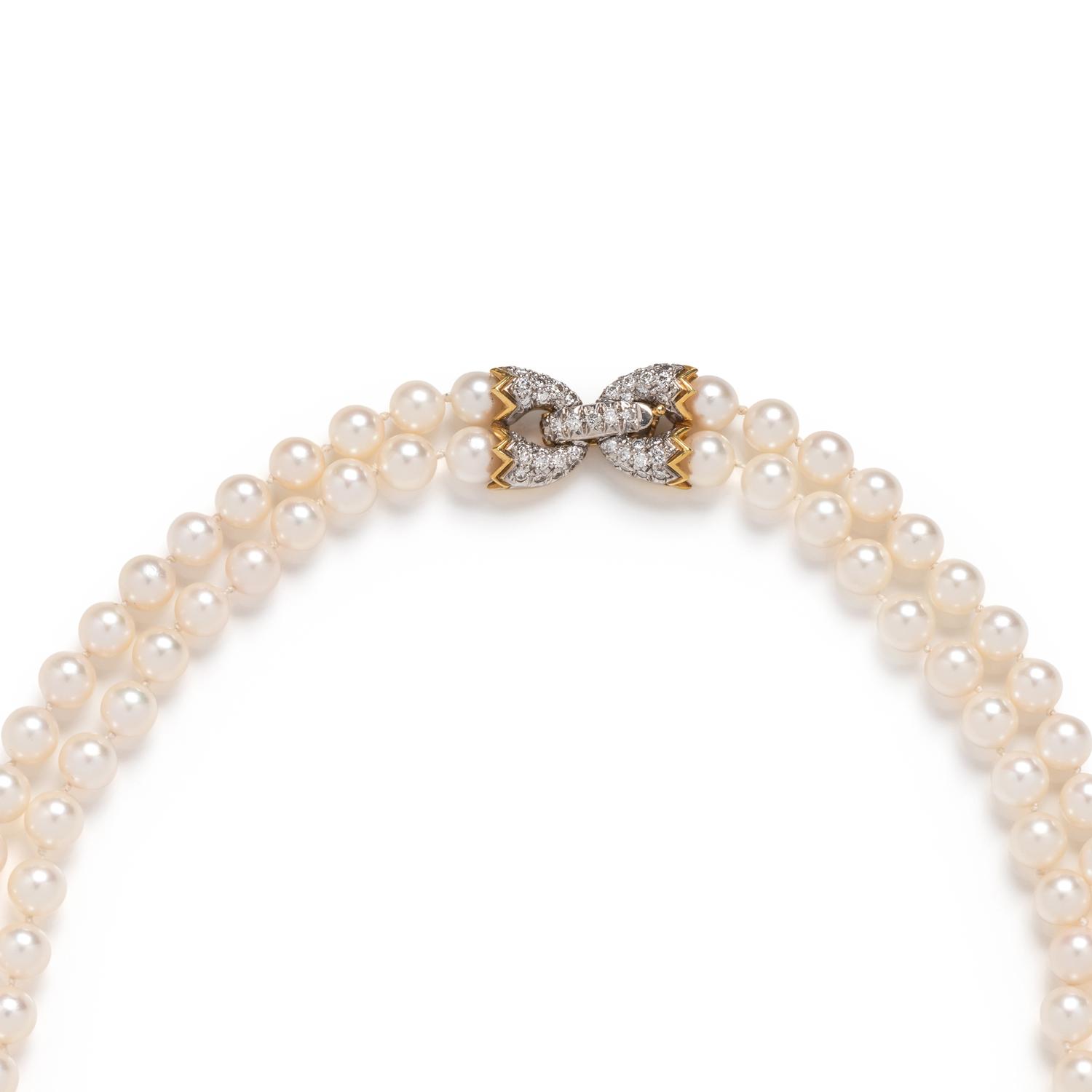 CULTURED PEARL AND DIAMOND NECKLACE