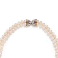 CULTURED PEARL AND DIAMOND NECKLACE