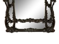 A Pair of Chinese Chippendale Style Black Painted Pier Mirrors — 20th Century