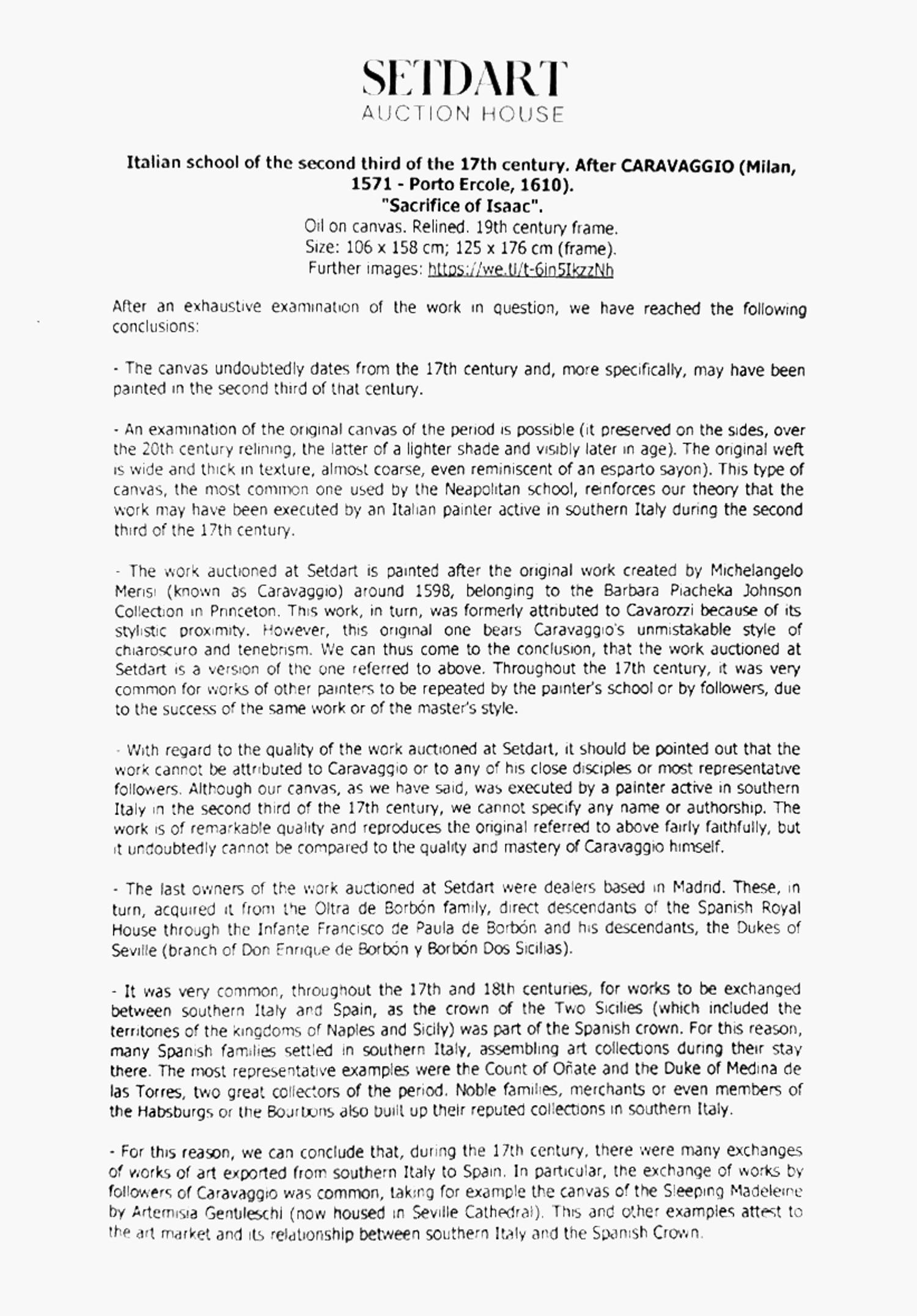 After Caravaggio, 17th Century — The Sacrifice of Isaac