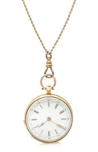 An 18 Karat Yellow Gold and Polychrome Enamel Pendant Watch, 18.90 dwts