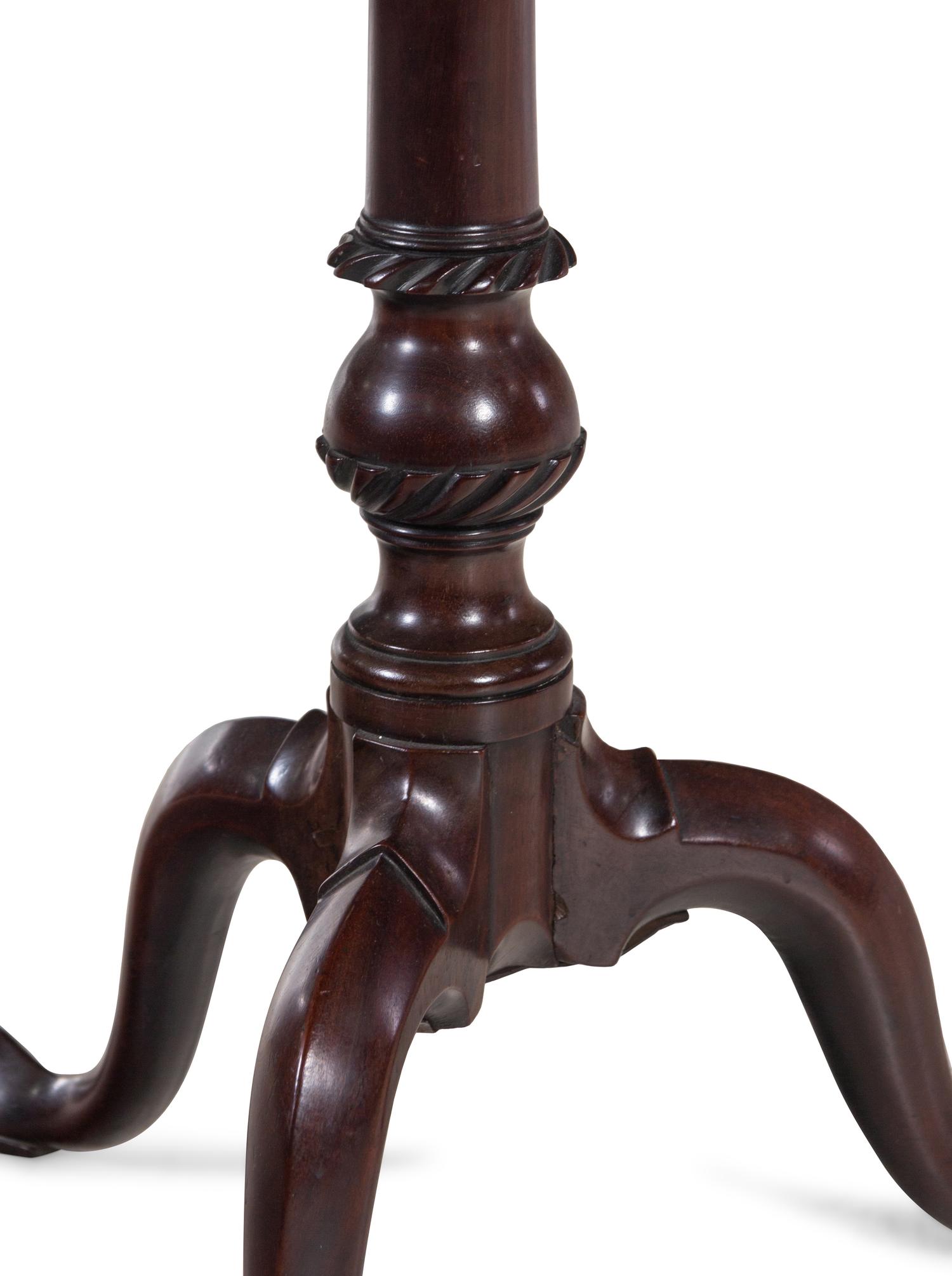 An Irish George III Mahogany Dish-Top Slipper-Foot Candle Stand