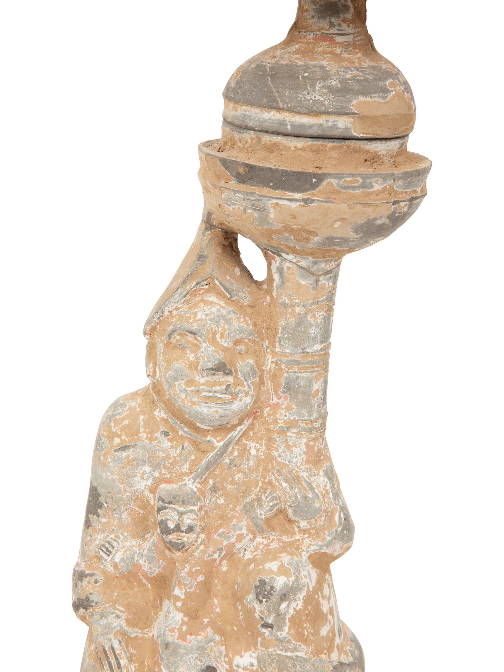 A Chinese Pottery Figural Lantern