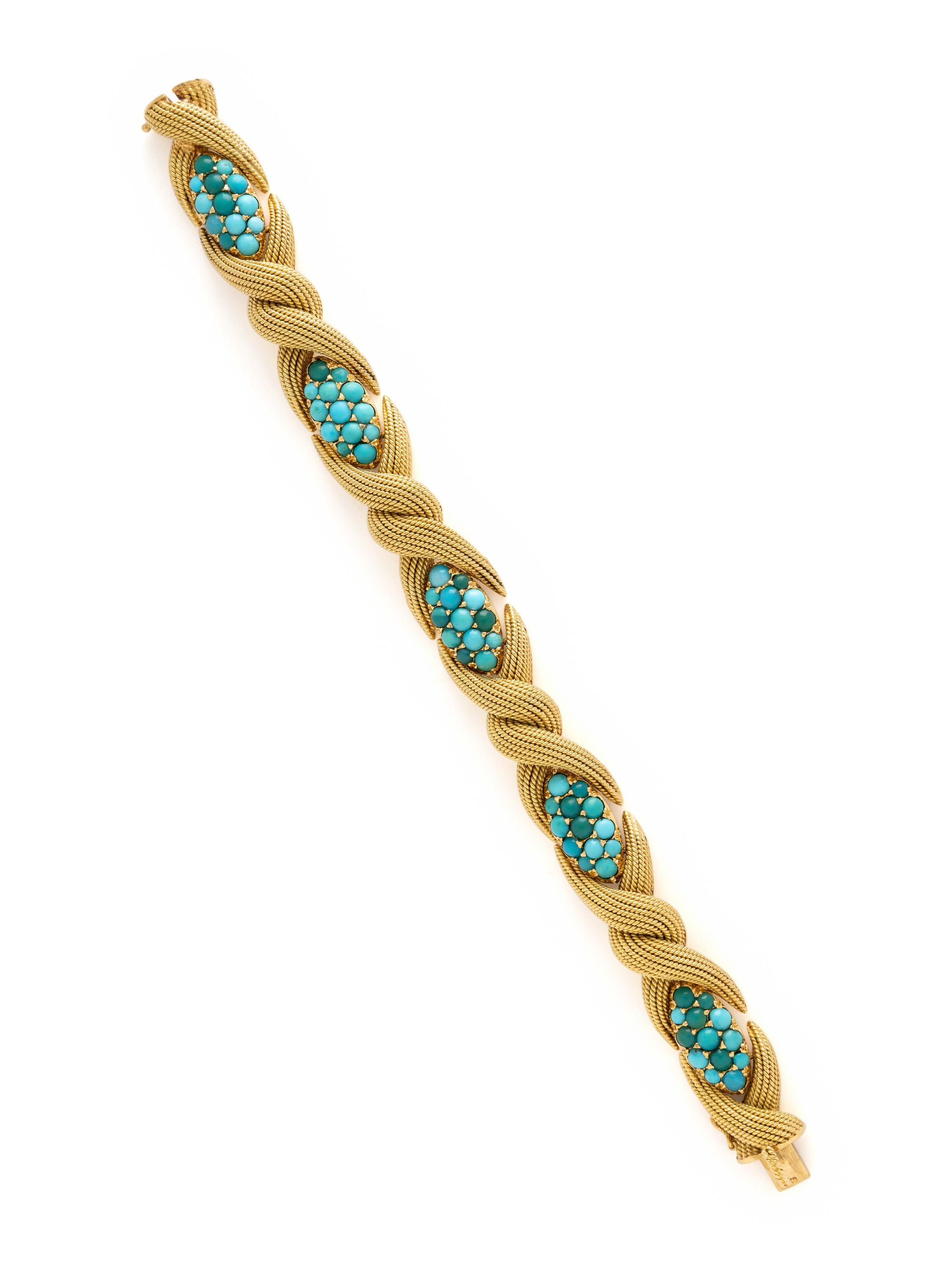 CARTIER, YELLOW GOLD AND TURQUOISE BRACELET