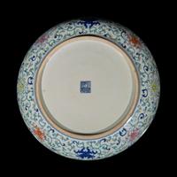 A Large Chinese Doucai Decorated Dish and a Clair de Lune Glazed Vase 斗彩八寶圖賞盤及天藍釉賞瓶