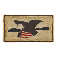 A Hooked Rug Depicting an American Eagle and Patriotic Shield