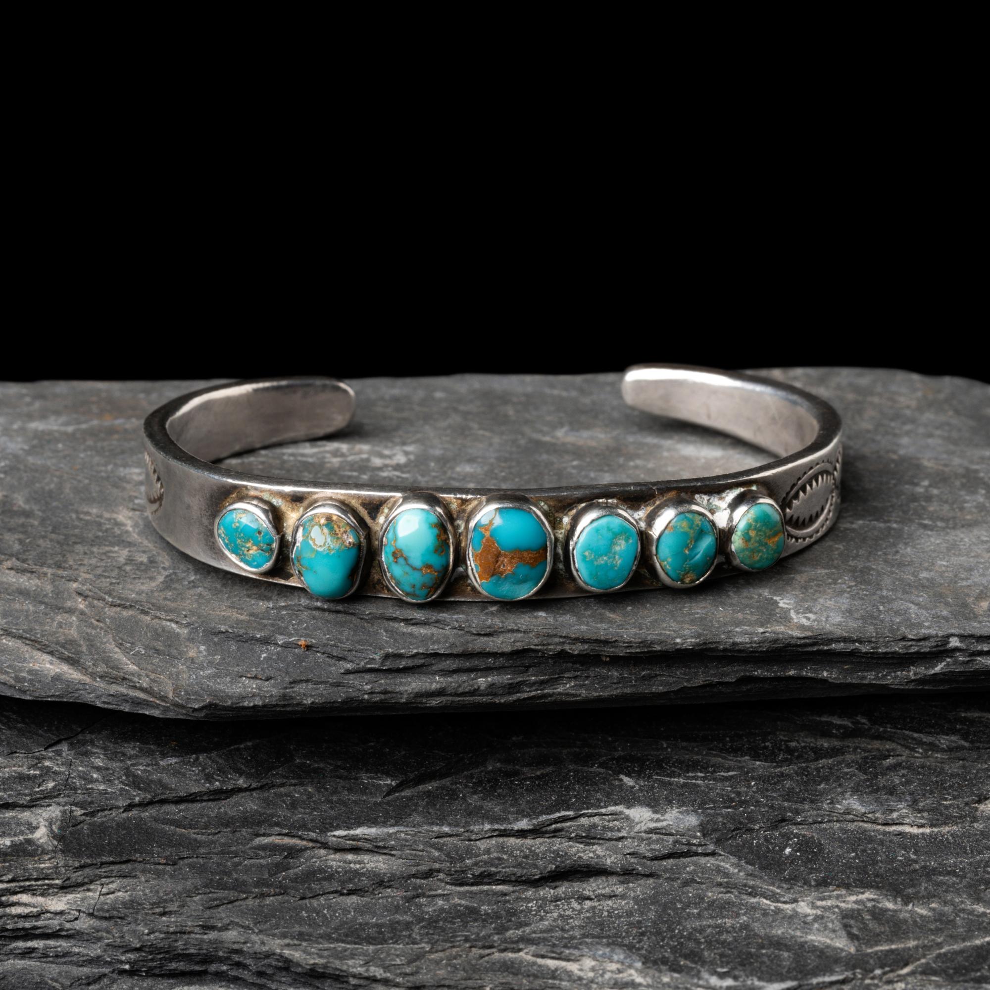 Navajo Silver and Turquoise Cuff Bracelet