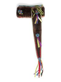 Osage Otter Fur Turban, with Beaded Rosettes and Rocker Engraved German Silver Concha