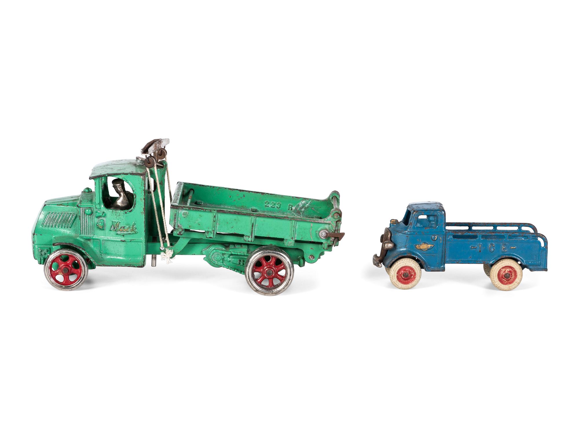 Two Arcade Painted Cast Iron Toy Trucks