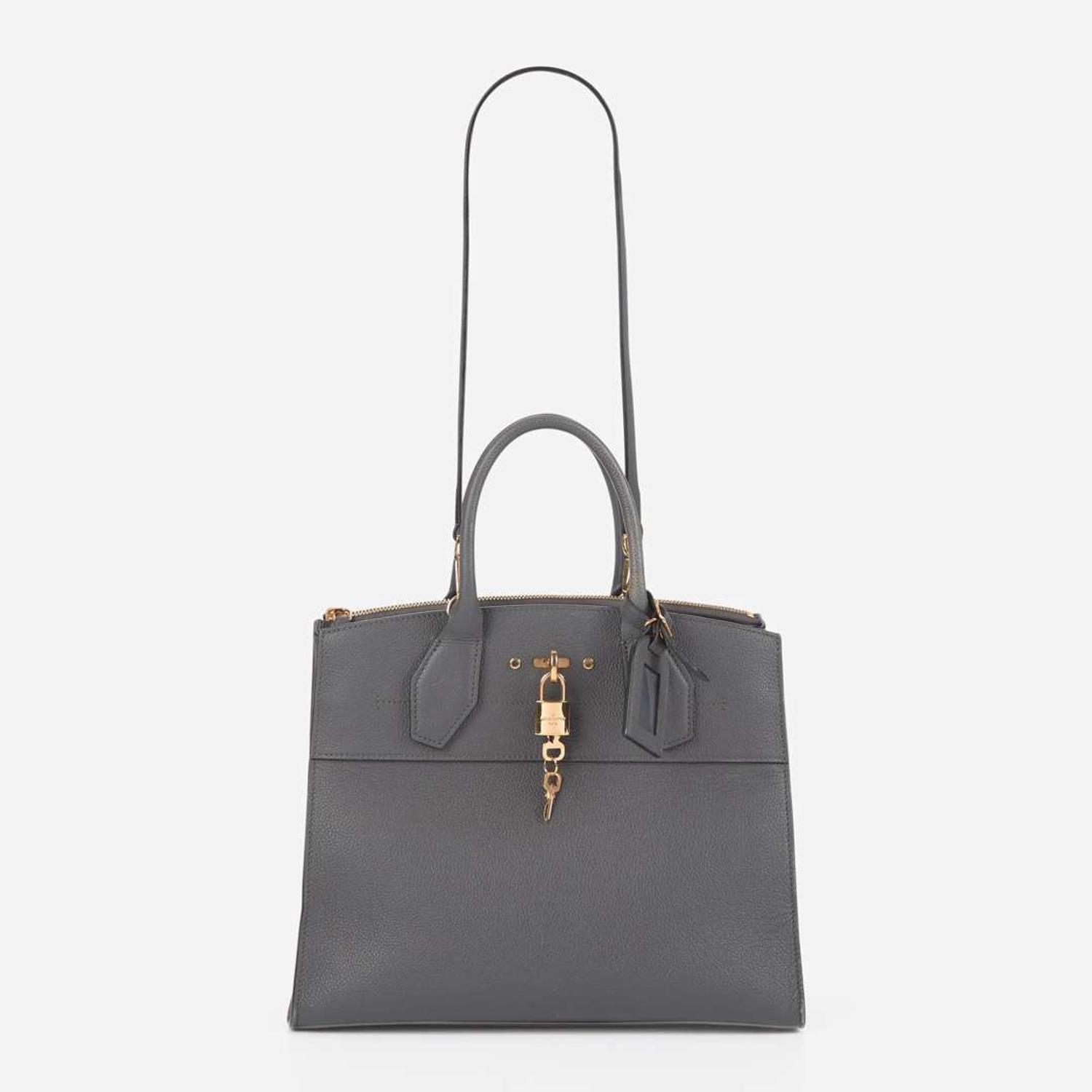 A Louis Vuitton Gray Calf Leather City Steamer MM Louis Vuitton